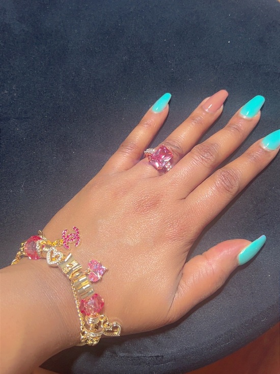 Fashion jewelry-unbranded Jewelry - CC Gold-Tone Pink Crystal Cocktail bracelet&Ring - Women's Statement Jewelry